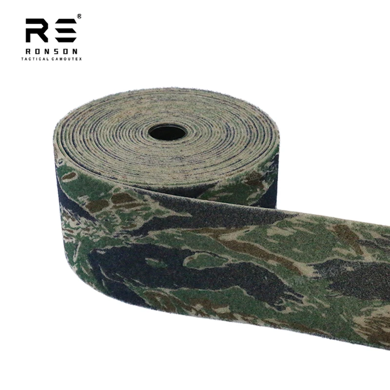 Customized 100% Nylon Tiger Stripe Camouflage Hook And Loop Roll for Outdoor Sports And Camping Gear
