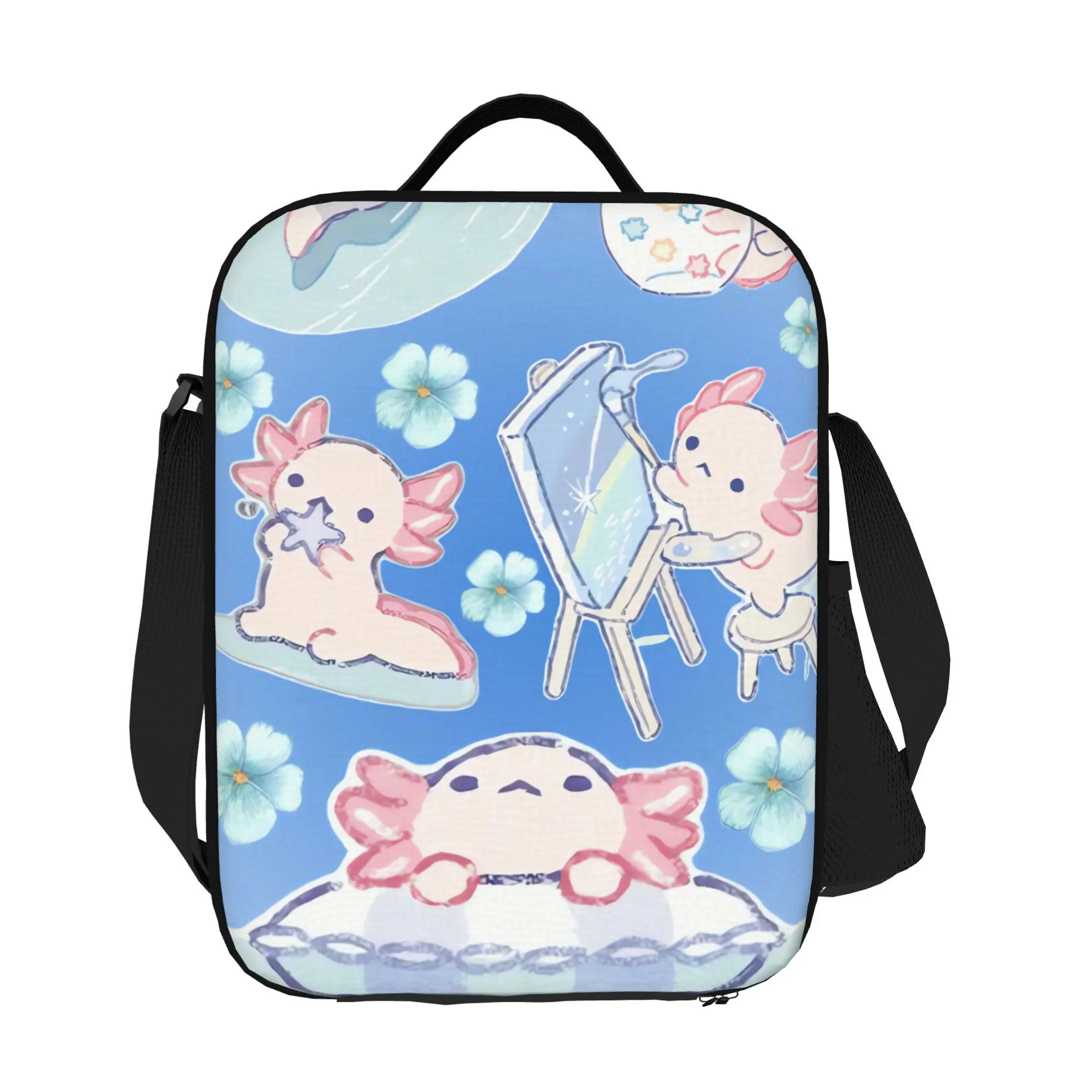 Axolotl Casual Shoulder Strap Lunch Bag for Work Office Travel Weekend Getaway Daily Lifestyle Non Food Contact