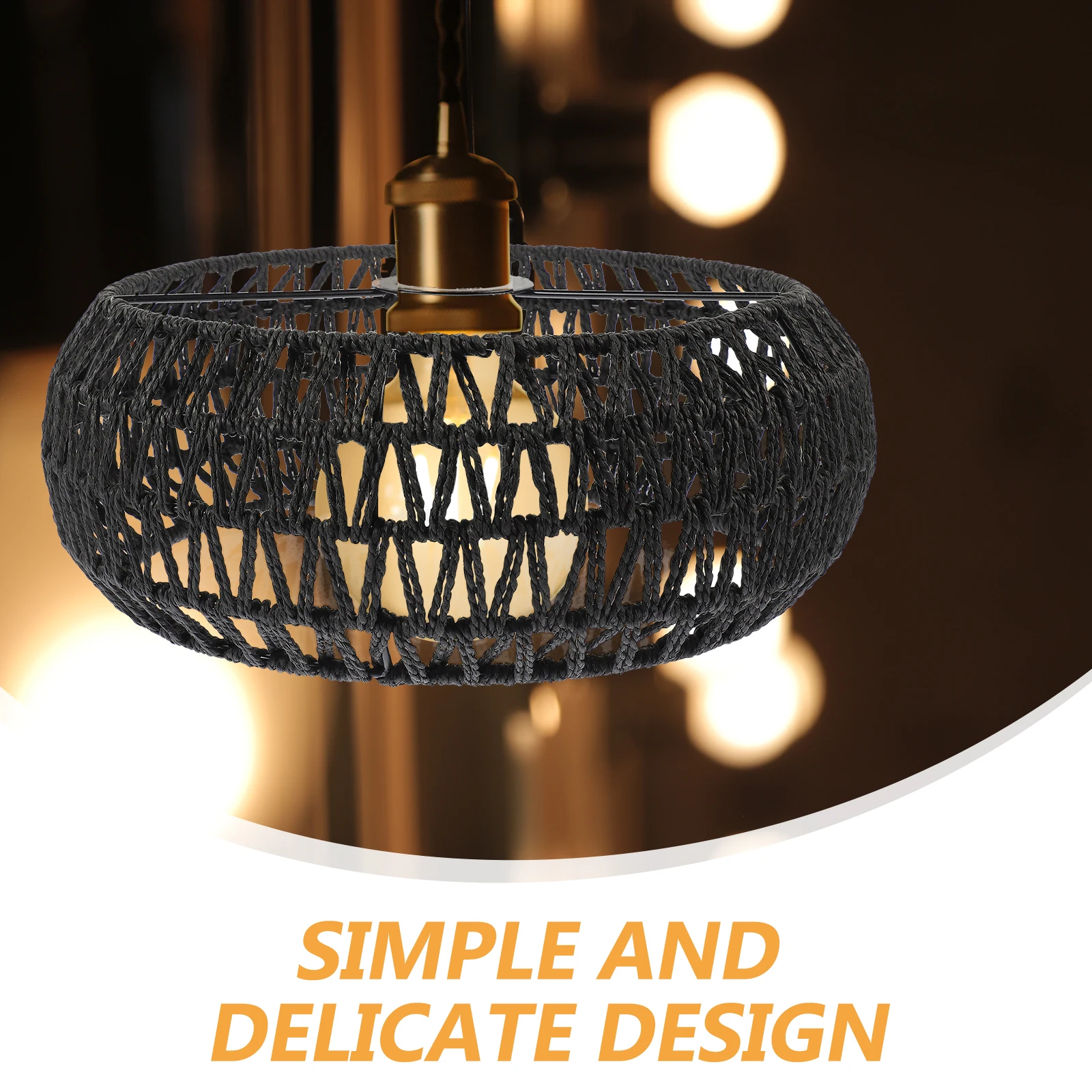 Retro Straw Rope Lampshade Yellow XH23-412 Comfortable Touch Excellent Craft Hemp Rope Weaving Lampshade Farmhouse Rustic Modern