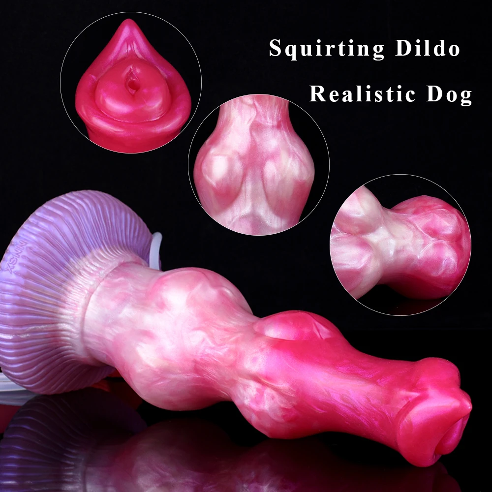 NNSX Large Dog Knot Ejacultion Dildo With Sucker Spray Liquid Function Silicone Squirting Penis Anal Buttplug Sex Toys For Women