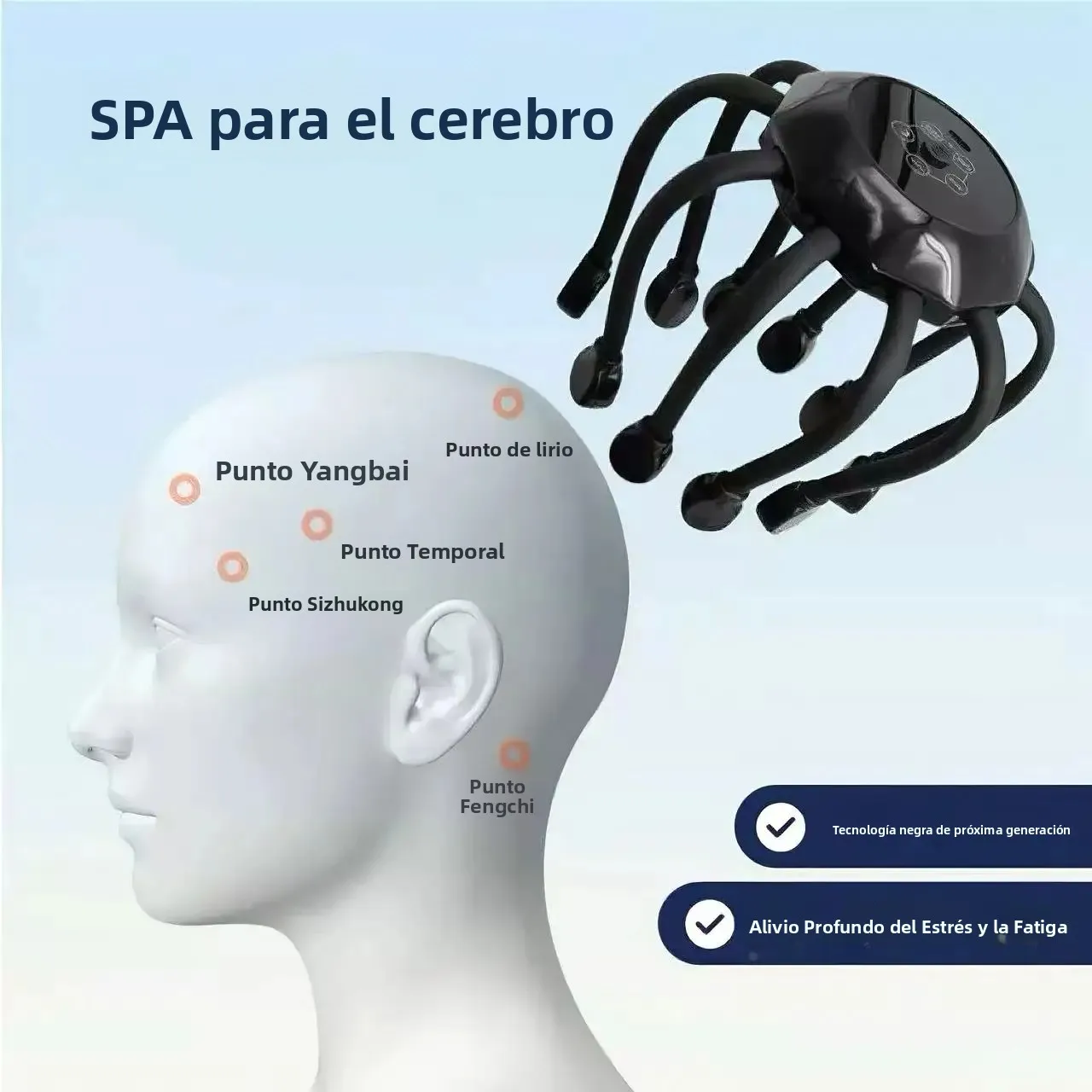 Masajeador de Cabeza Inteligente con Forma de Pulpo, Máquina Automática para Masaje del Cuero Cabelludo, Dispositivo Multidimensional de Relajación para el Alivio del Estrés en el Hogar