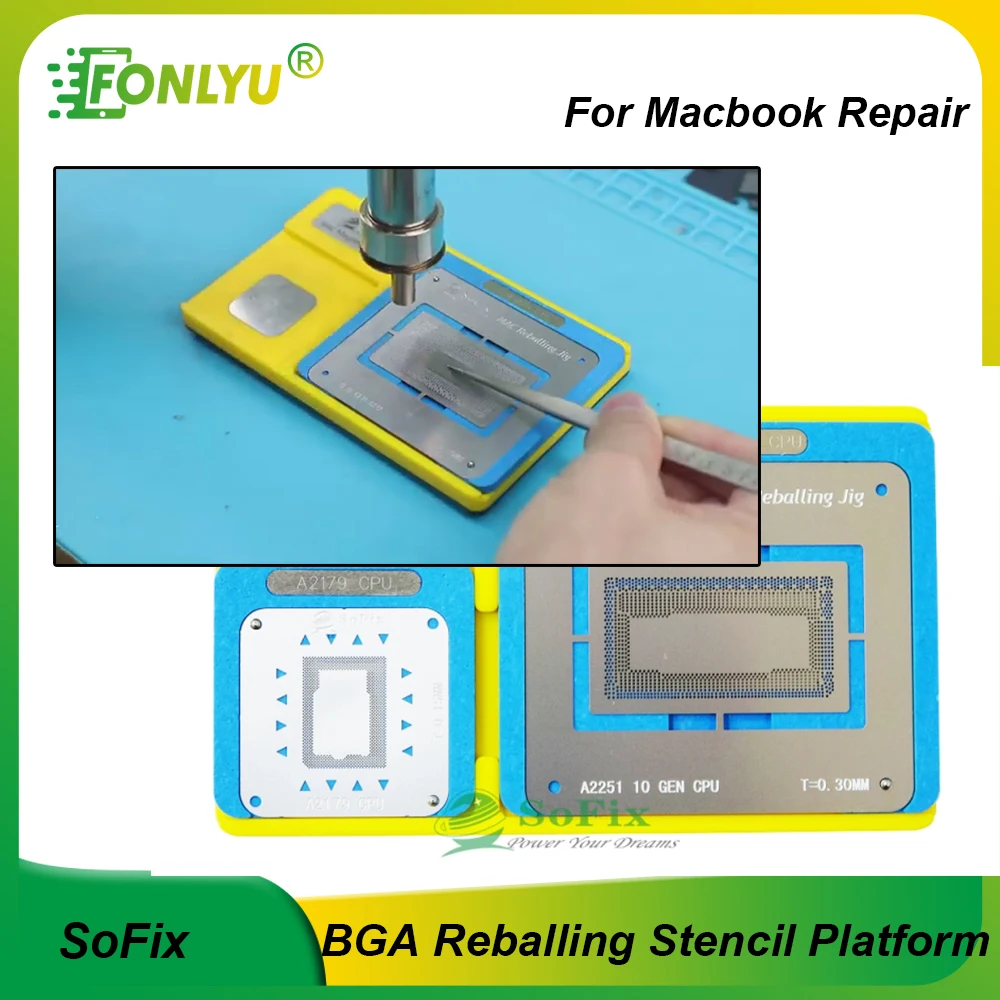 

Sofix BGA Reballing Magnetic Stencil Platform for Macbook T2 RAM NAND GPU CPU PMU SMC USBC Charging Chip Tin PlantingRepair Tool