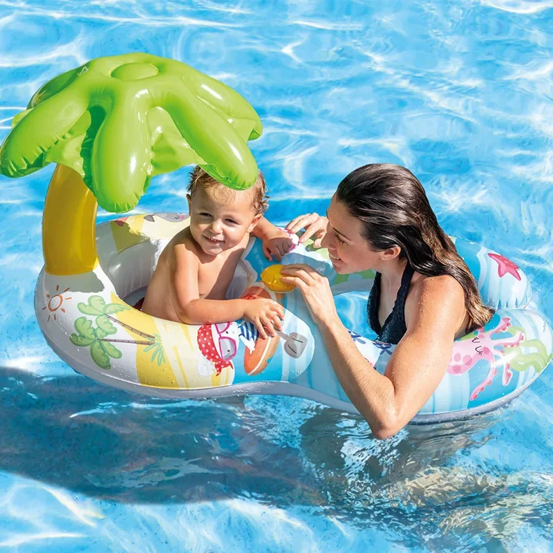 Baby Swimming Pool Float Infant Inflatable Floating Ring Kids Accessories Sunshade Baby And Mother Swim Trainer Toy Kids 1-6Y