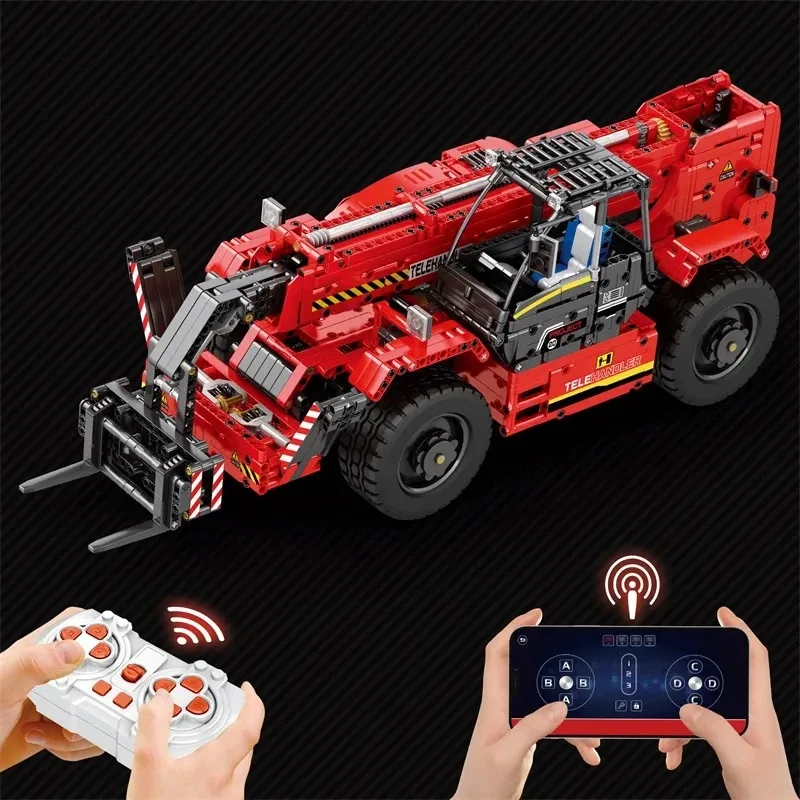 2096PCS Telescopic Forklift Building Blocks City Engineering Vehicle Remote Control Car Model Bricks Kids DIY Toy Birthday Gifts
