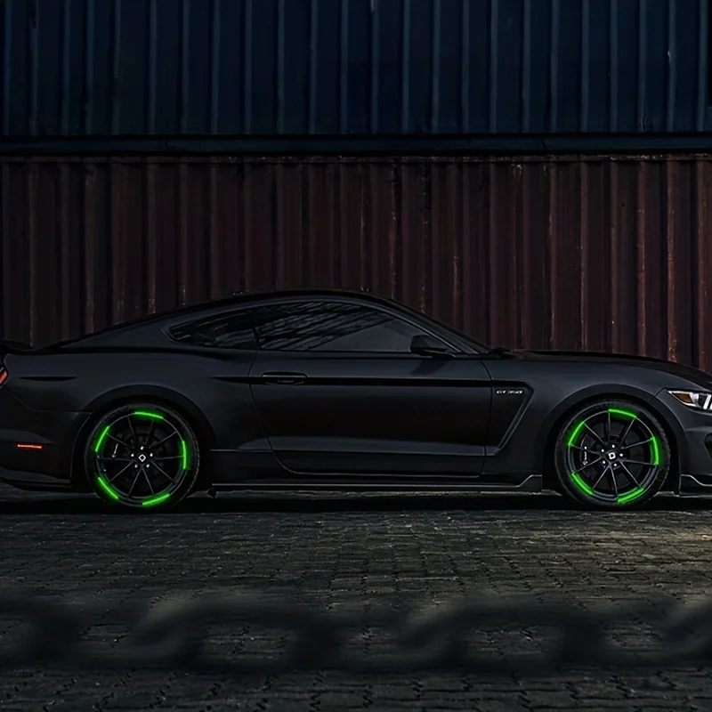20 قطعة عجلة السيارة ملصقات مضيئة ملصقات عاكسة مضيئة الفلورسنت اللون عجلة الديكور دراجة نارية ليلة ملصقات