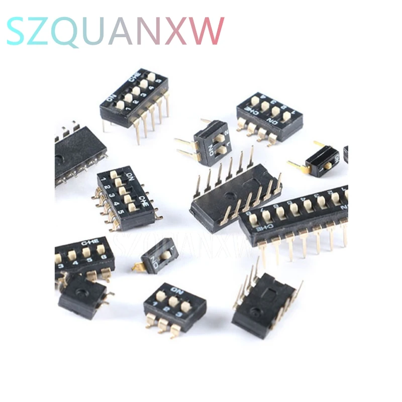 5 шт., переключатель DIP SMD 1/2/3/4/5/6/8/10PIN, разъем 1 2 3 4 5 6 8 10 бит, шаг 2,54 мм, черный защелкивающийся переключатель