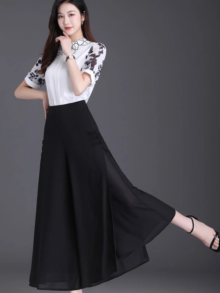 Woman Skirt Pants Chubby Skirts for Women Chorts Chiffon Luxury Elegant Summer 2024 Stylish New in Clothing Trend Premium Chic V