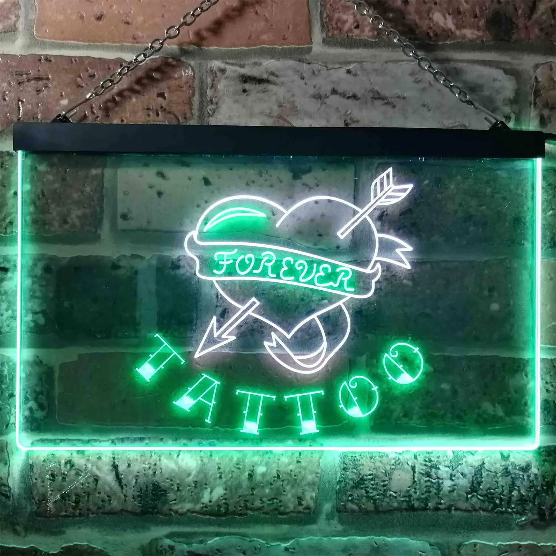 

Tattoo Forever Heart Love Dual Color Led Neon Sign st6-i0702
