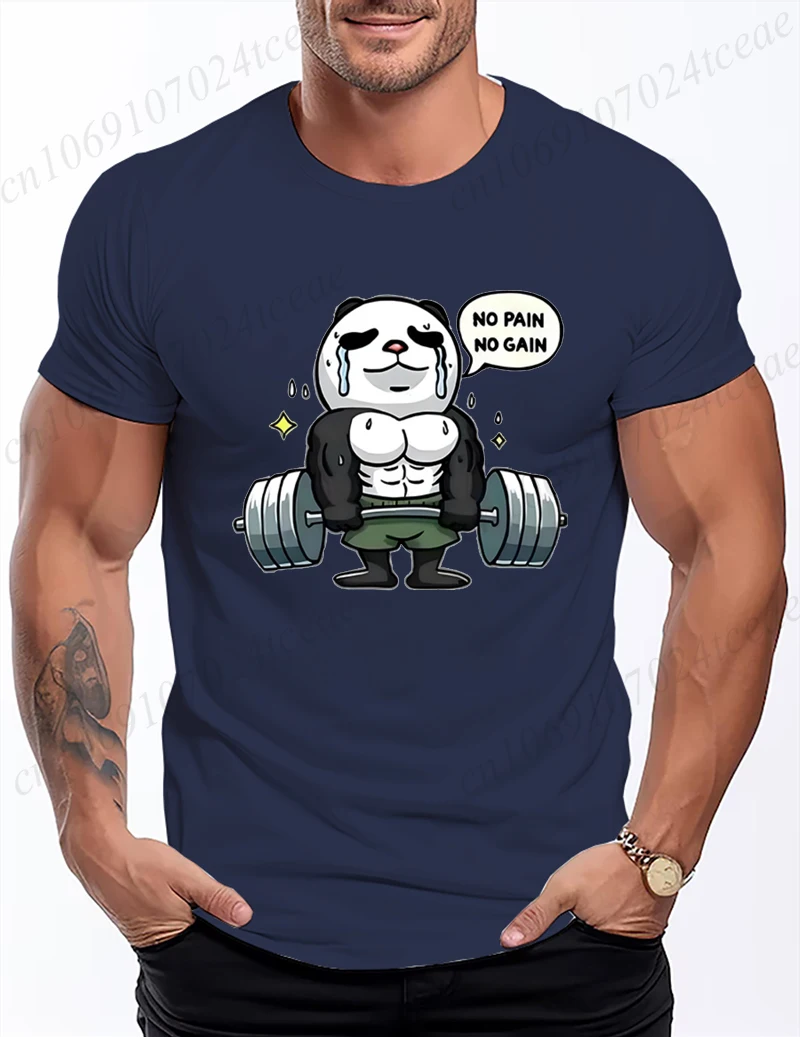 Muscle Panda Printing T Shirt for Men Woman Loose Sportswear O-Neck Short Sleeve Casual T Shirts All-Match Short Sleeve Clothing