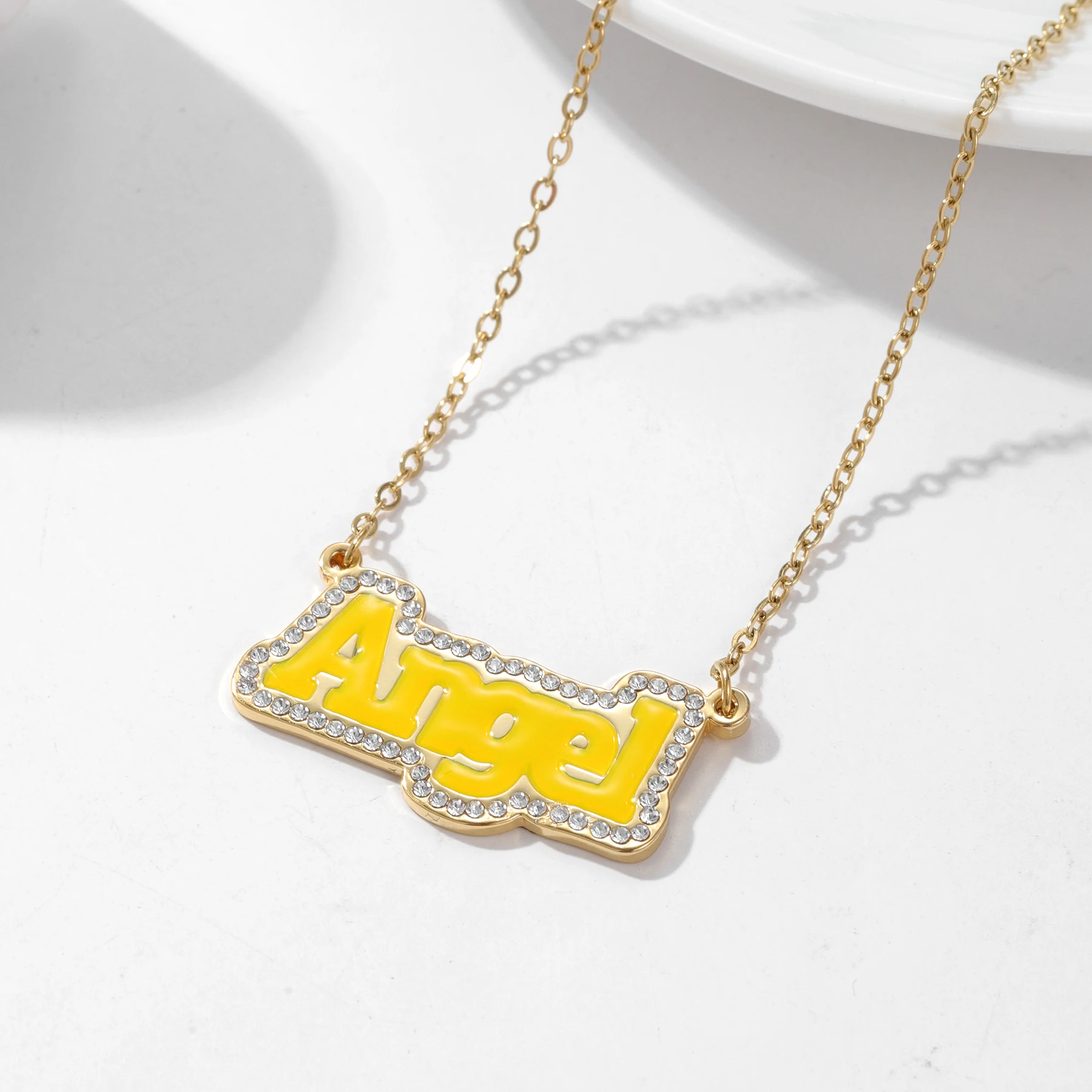Dascusto Personalisierte Namens-Kristallanhänger-Halskette, bunter Blasenbuchstaben-Schmuckanhänger, Damengeschenk, individueller exquisiter Schmuck, Geschenke – Detail 10