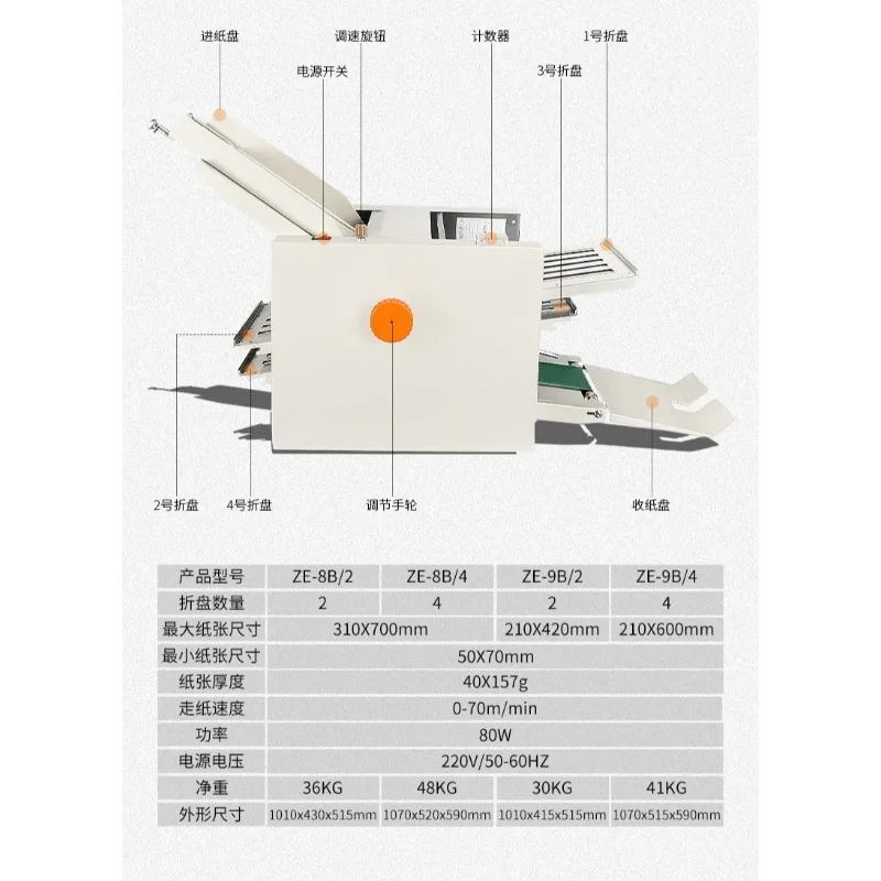 ZE-8B/4 High Speed Manufacturing Paper Folding Machine Automatic Document Paper Folding Machine