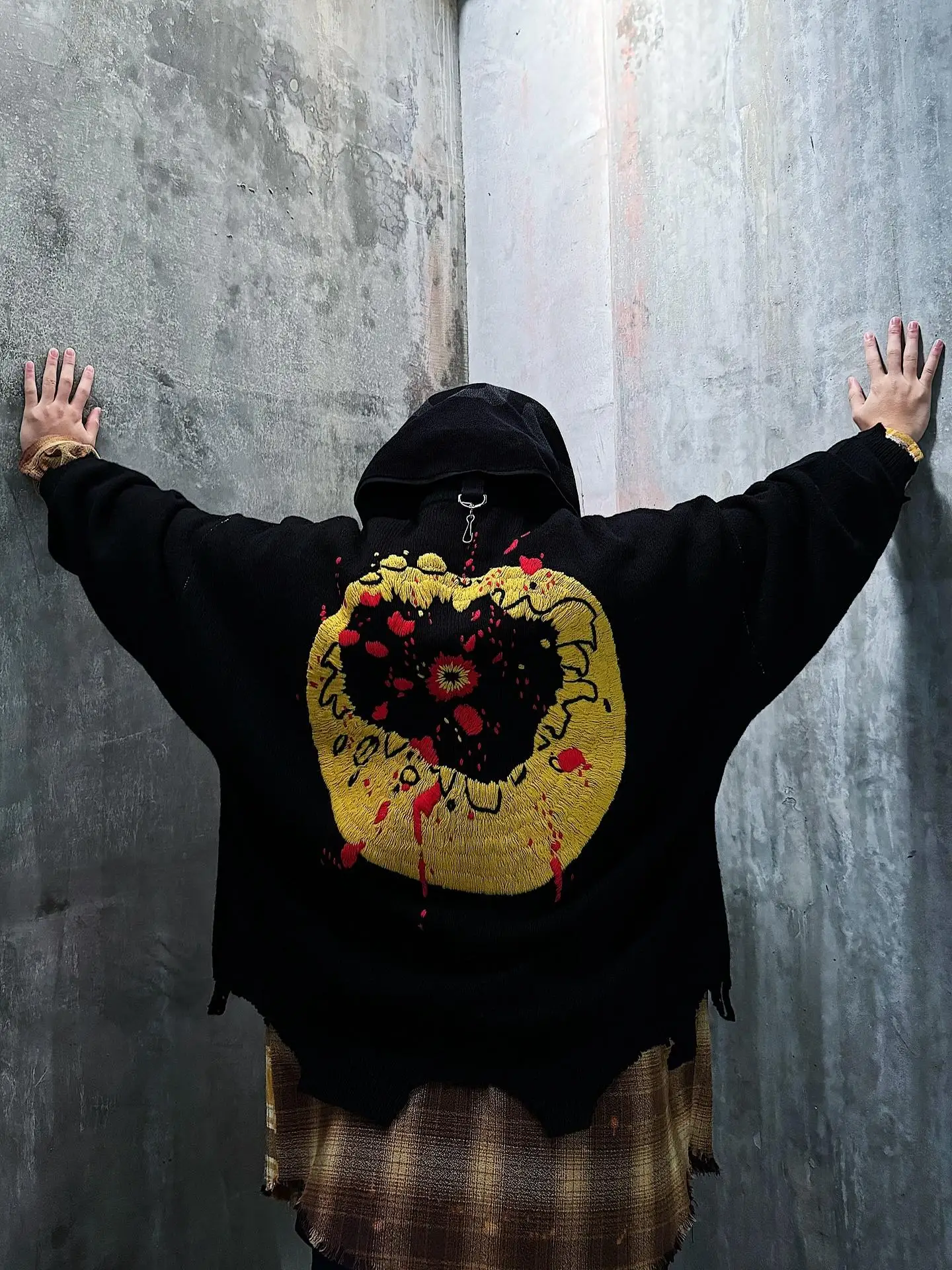 Saint Mxxxxxx X CPFM SMILE CPCREW KNIT Wool Sweater Hand Embroidered Happy Face Youthful Vitali Sle Long Sve round Ne