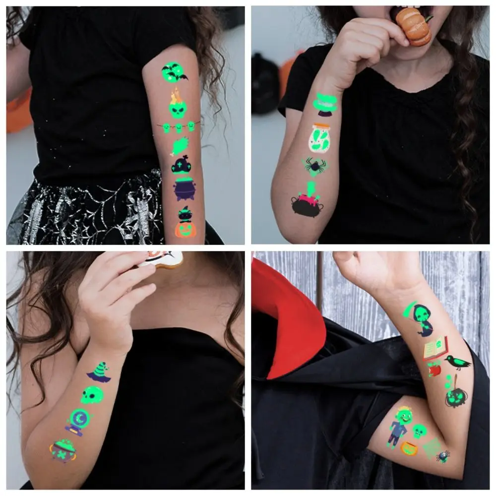 Cartoon Luminous Tattoo Stickers Waterproof Glow in The Dark Christmas Tattoo Stickers Disposable DIY Children Toys