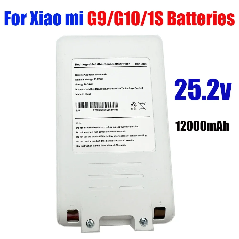 🍀 🍀 2026 25,2 перезаряжаемый литий-ионный аккумулятор 12000 мАч для Xiaomi Mijia G9 G10, аксессуары для беспроводного пылесоса