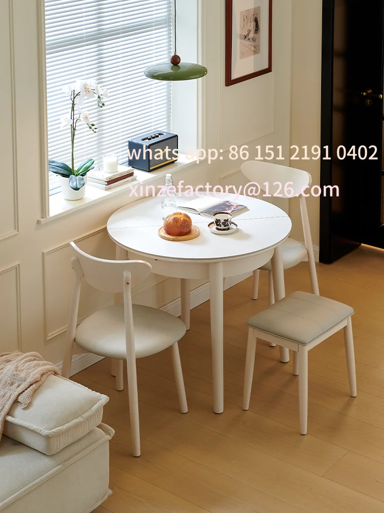 

Customizable retractable round dining table household small apartment