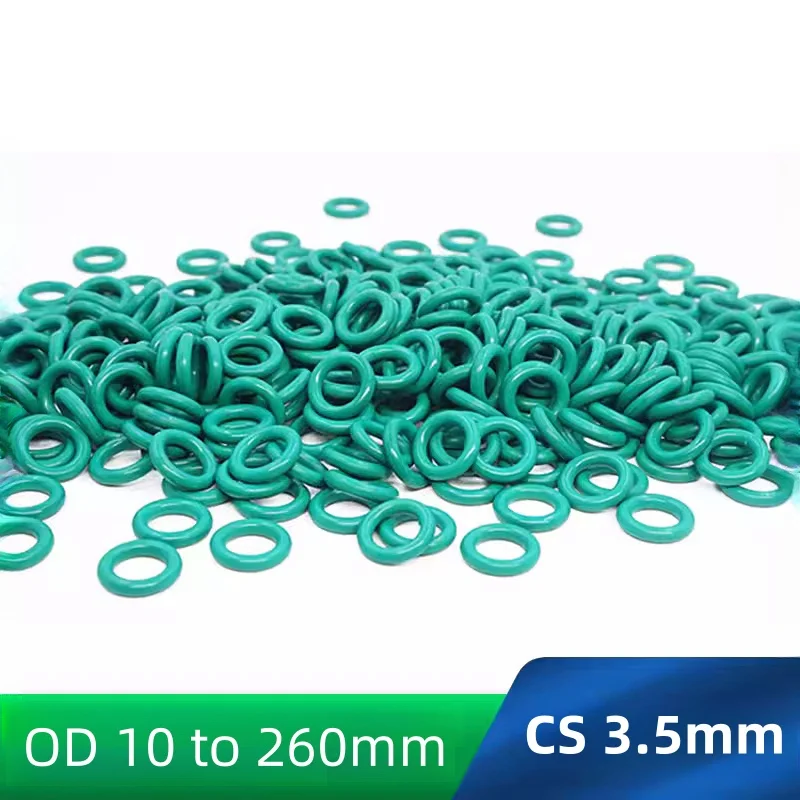 Custom FKM O-rings CS 3.5mm Fluoroelastomer Gasket Chemicals Oils High-temperature Corrosion Resistance Green