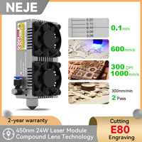NEJE E80 24W CNC Laser Module Kit 450nm Blue Light TTL Suitable for Laser Engraving Machine Wood Cutting Smart Tool