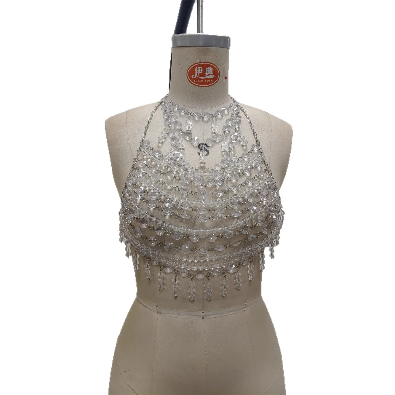 New European-American Style Transparent Teardrop Fringe Body Chain Party Sexy Rhinestone And Pearl Mix-And-Match Bra Chain