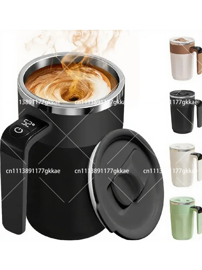 Rechargeable Self Stirring Coffee Mug 13.5oz Stainless Steel Automatic Mixing Cup with Lid Digital Temperature Display
