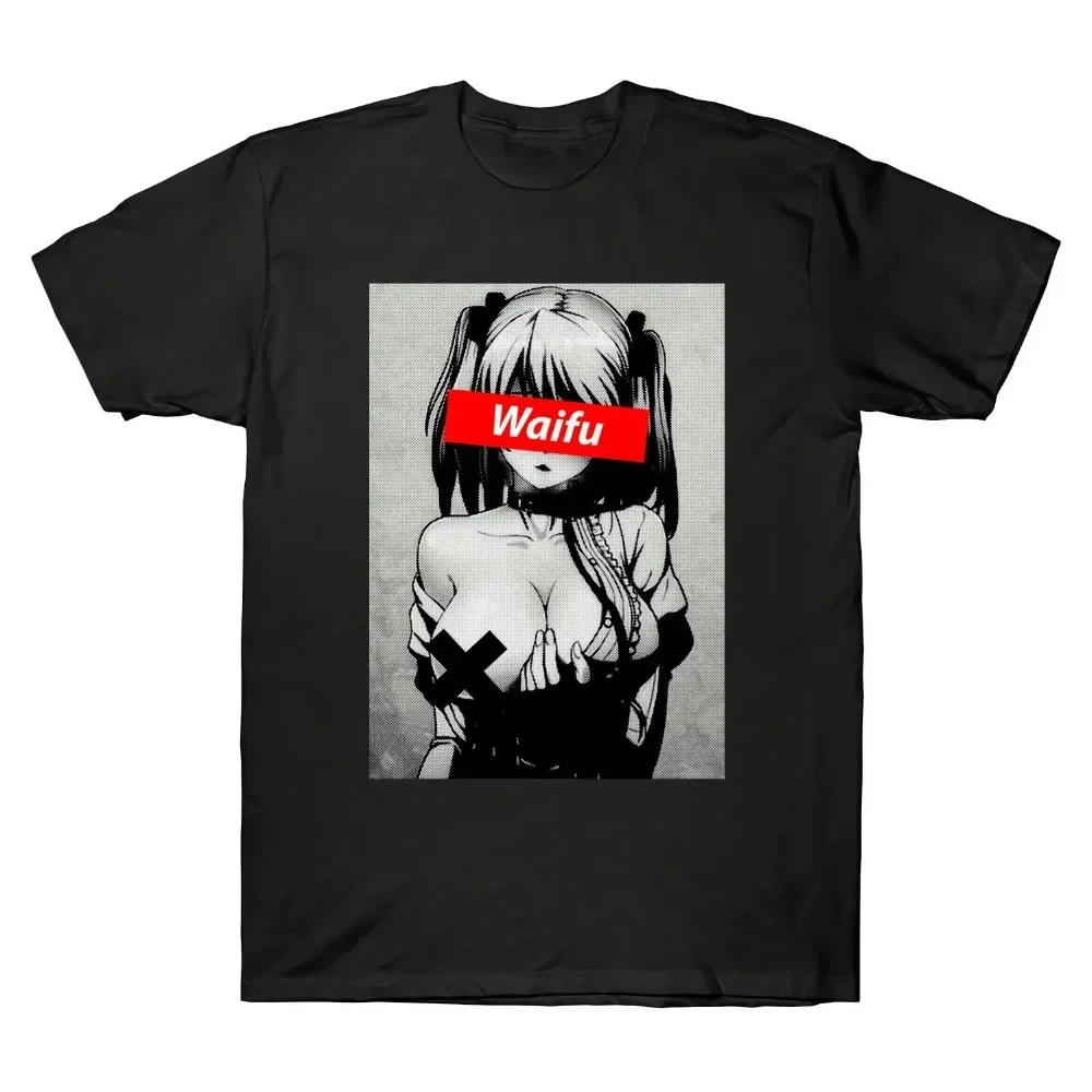 Men Summer Youth Trend T-shirt Male New Hentai Waifu Sexy Senpai Love Hentai Ahegao Otaku Vaporwave Print Tshirt