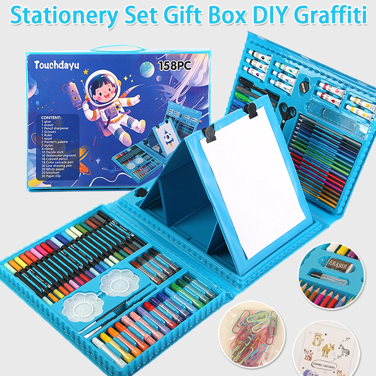 

158 large blue painting tool sets, suitable for outdoor sketching and party activities