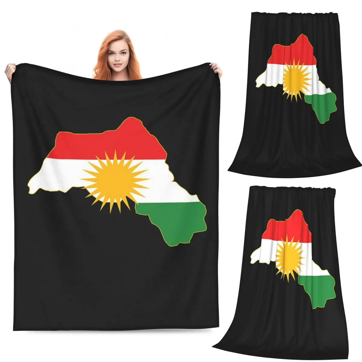 

Kurdistan Flag Blanket Fleece Sofa Throw Blanket Warm Throw Blankets for Home Bedroom Outdoor Throws Bedspread Quilt
