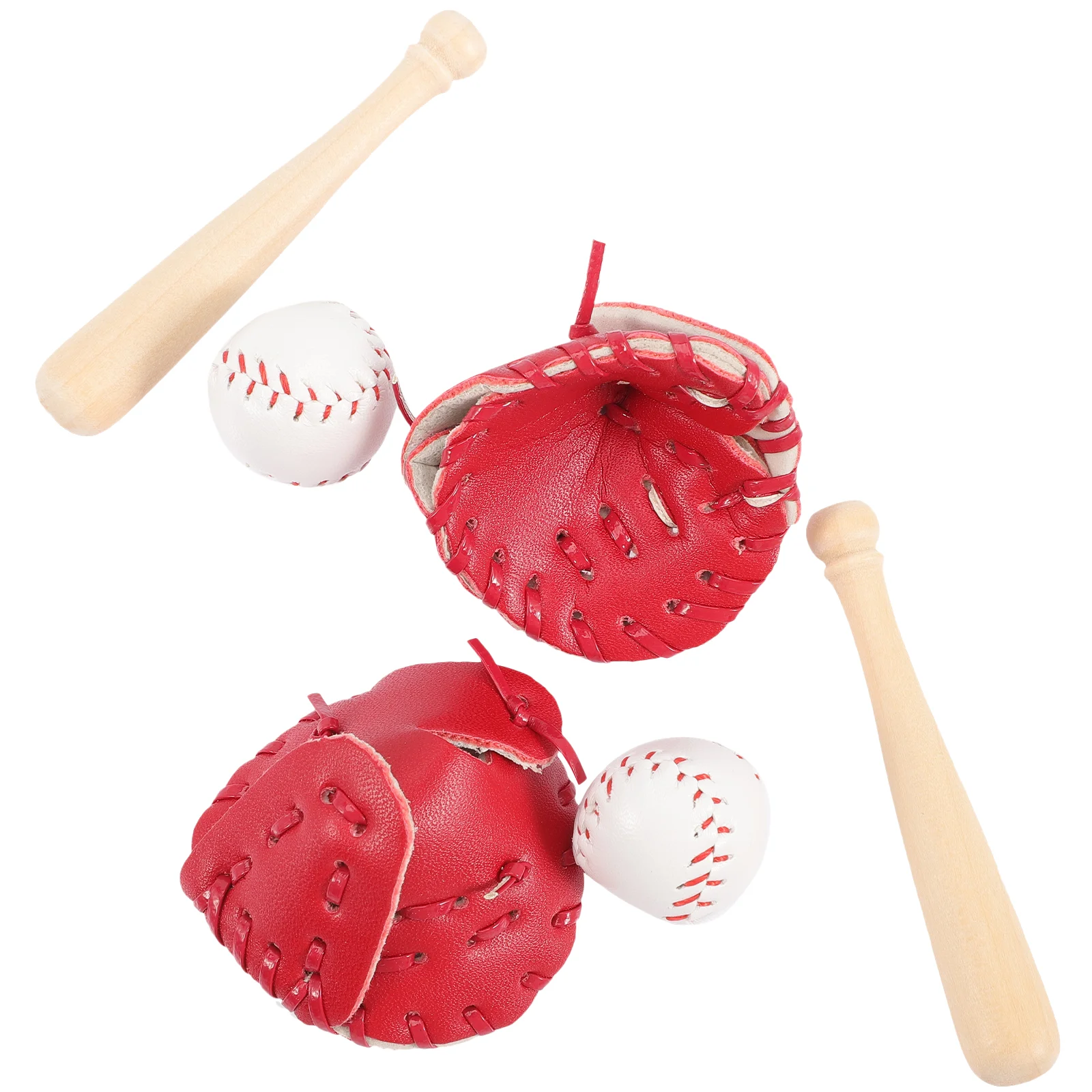 

2 Sets Suite Baseball Softball Baby Mini Halloween Ornaments Baseballs Wooden Bats Sports Toys