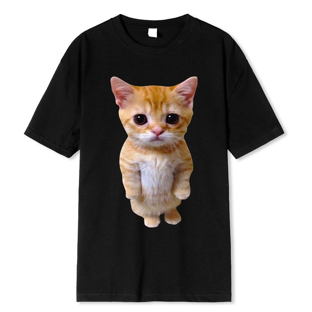 El Gato Meme Sad Crying Cat Munchkin Kitty Meme Trendy Graphic T-shirt Unisex Fashion Short Sleeve T-shirts Oversized Streetwear