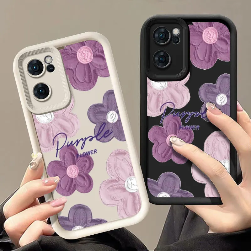 Pretty Flower Fashine Phone Case For OPPO FIND X5 RENO 6 7 7Z 8 8T 10 11 12 12F PRO PLUS 5G Shockproof Soft Cover Coque Shell