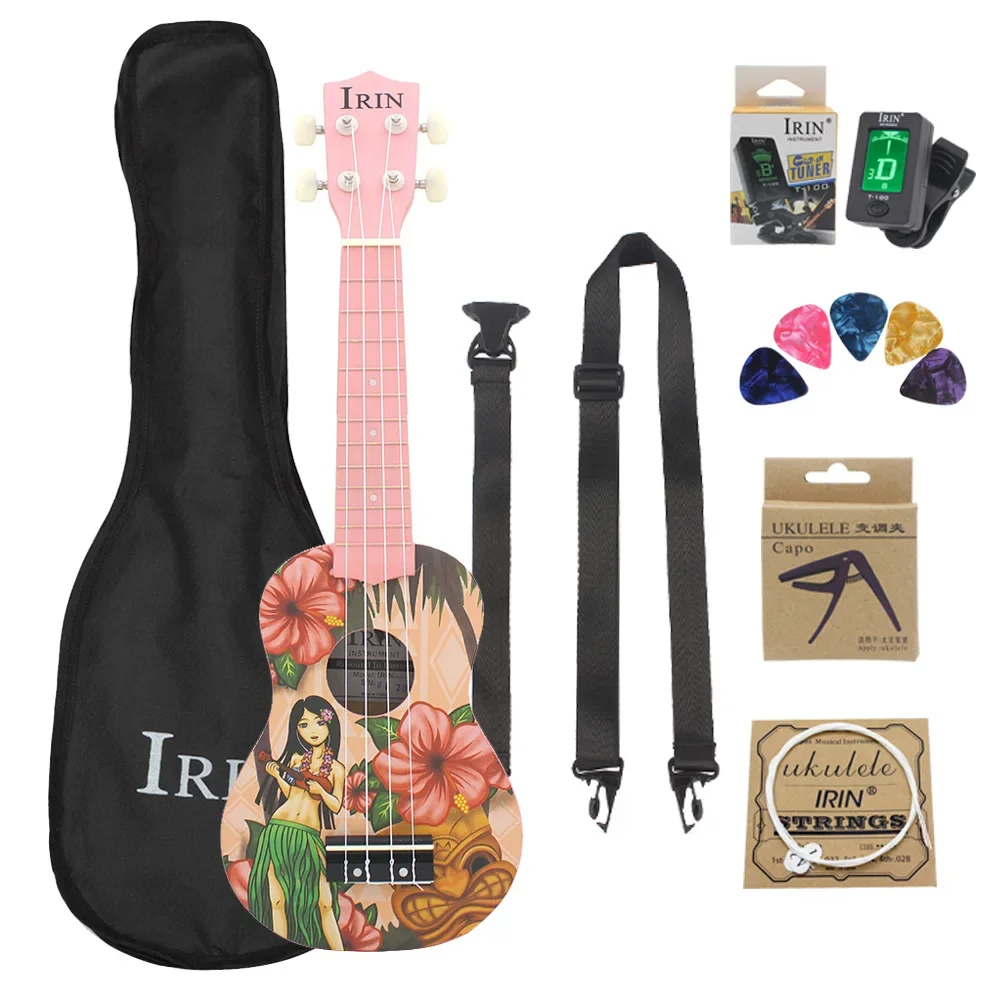 

21 Inch Ukulele 4 Strings Hawaiian Guitar Pink Girl Mini Guitarra Ukulele With Bag Strings Tuner Capo Guitar Parts & Accessories