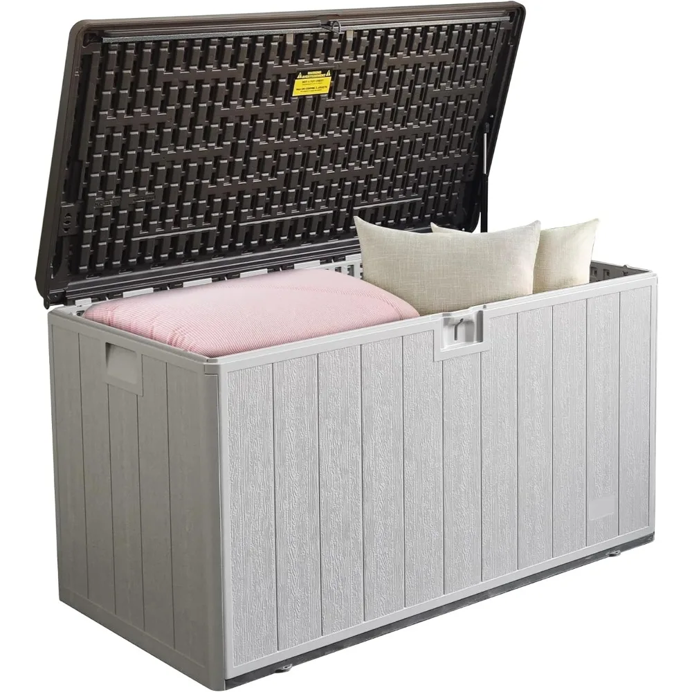 

110 Pro Gallon Resin Deck Box, Waterproof Outdoor Storage Bin for Patio, Poolside, and Garden, Lockable & UV-Resistant, Ideal