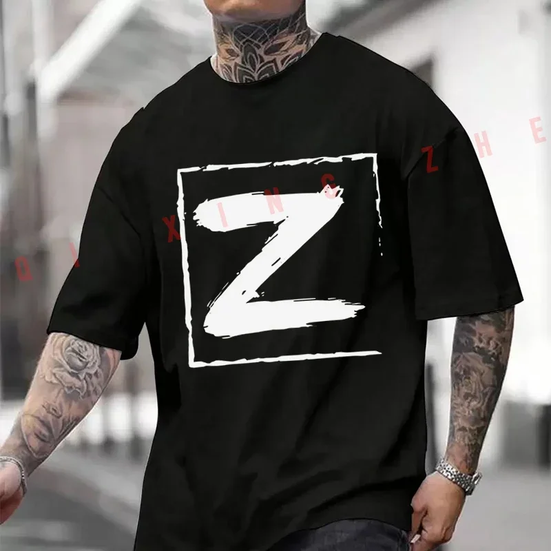 

New Military Vehicle Z Logo Military Culture Print T-shirt Male Brand Tee Shirt Men Summer T Shirts Casual O-neck Tees
