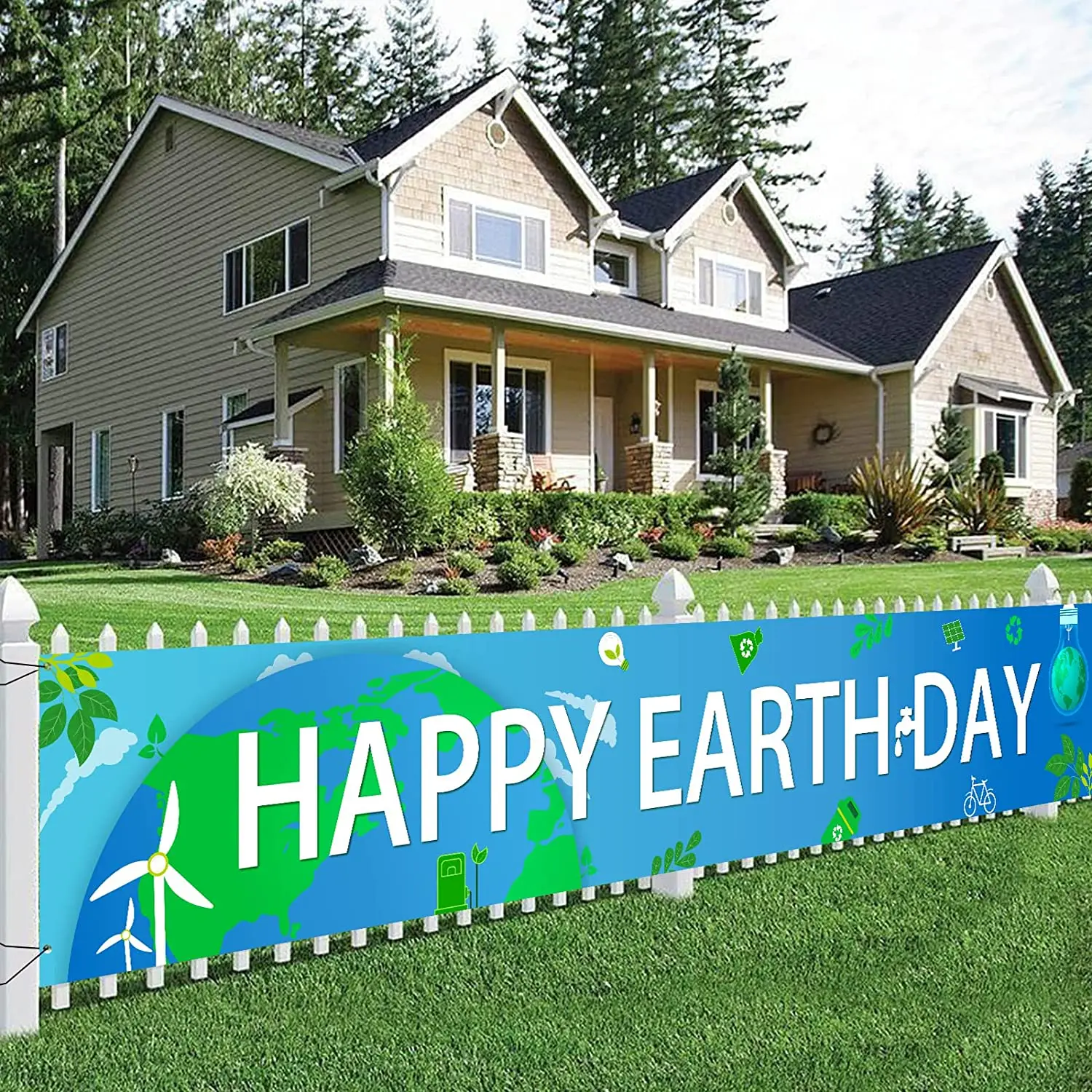 

Earth Day Decorations Happy Earth Day Yard Banner for Outdoor School Classroom Decor Travel Theme Party Supplies(9.8*1.6 Ft)