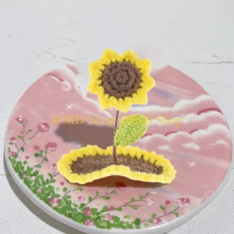 49md clip phẳng dễ thương kẹp kẹp tóc crocheted Sprout Flowers