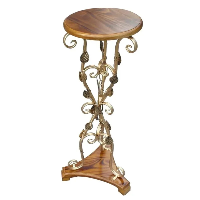 European Stand Wooden White Hanging Orchid Green Dill Flower Pot Frame Wrought Iron Single-Layer Floor-To-Ceiling