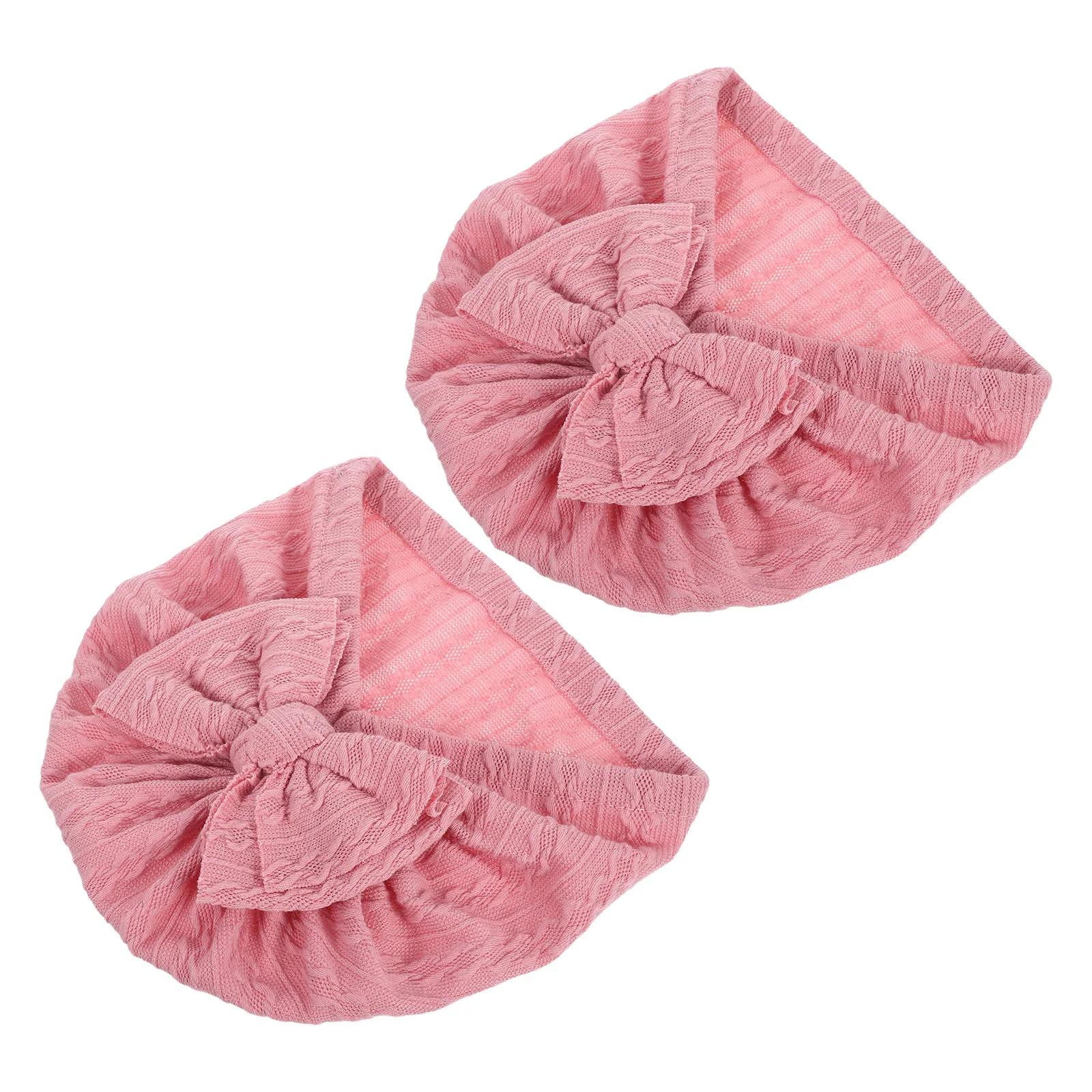 

2Pcs Soft Stretchy Baby Girl Turban Hats Big Bow Headwraps Newborn Toddler Caps Pink Baby Girl Turban Newborn Hat with Bow