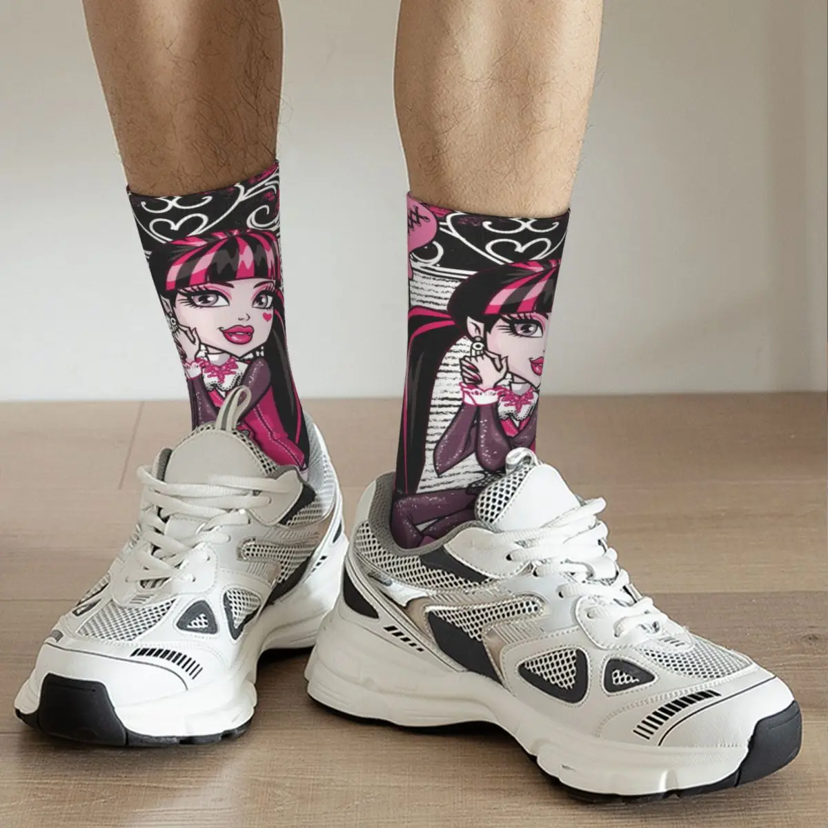 Casual Draculaura Monster High Basketball Socks Polyester Crew Socks for Unisex