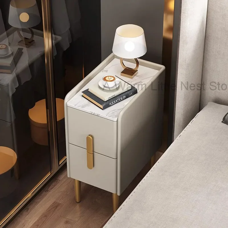 Multifunctional Narrow Nightstands Mini Italian Modern Smart Bedside Table With Wireless Charger Low Nachttisch Home Furniture