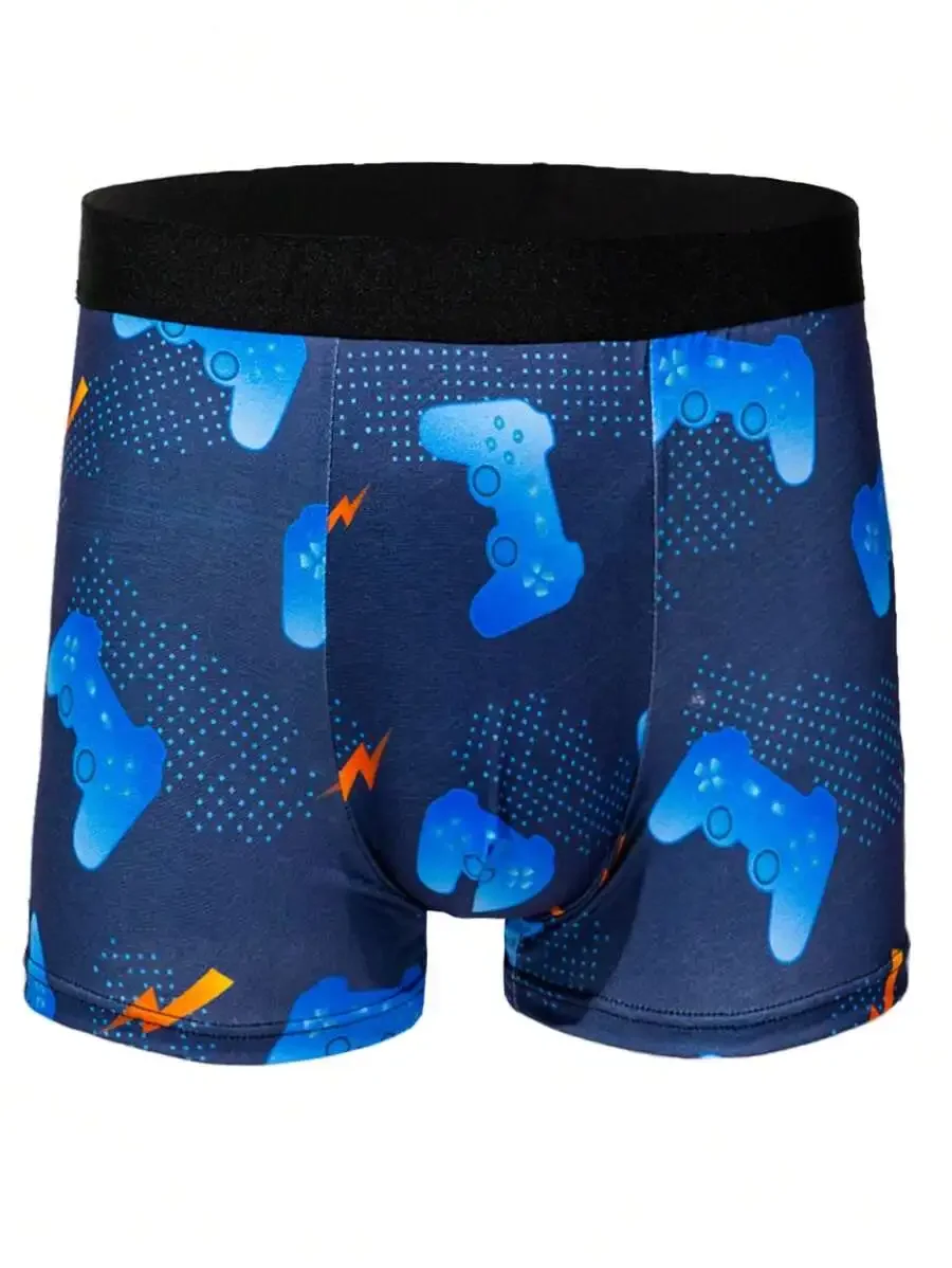 

Mens Gamer Print Boxer Shorts Comfortable Mid-Rise Elastic Underwear