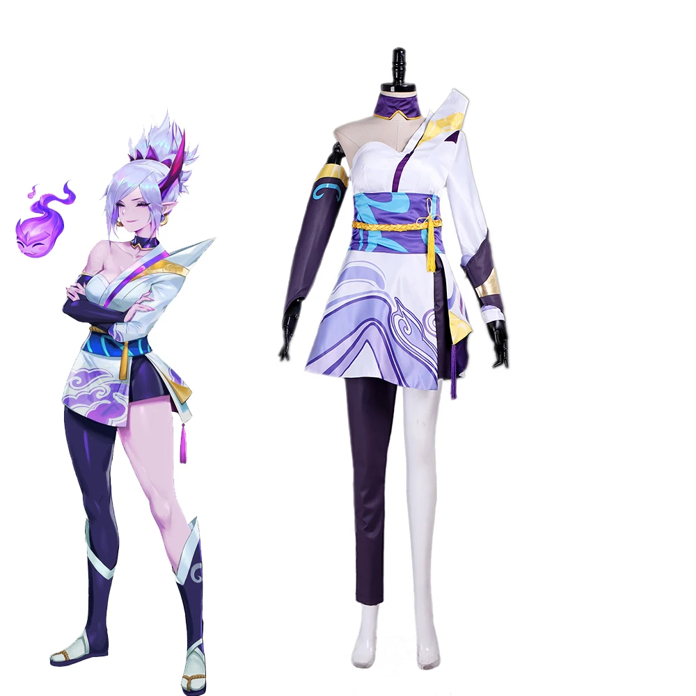 

Game LOL Spirit Blossom Riven Cosplay Costume Woman's Purple Dress Halloween Carnival Party Fancy Outfit 2025
