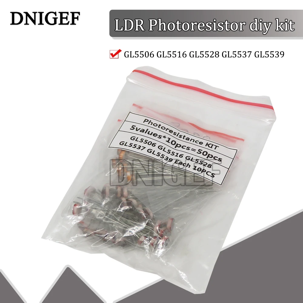 50PCS(5value*10PCS) LDR Photoresistor diy kit for GL5506 GL5516 GL5528 GL5537 GL5539