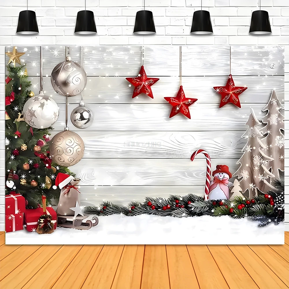 Merry Christmas Photography Backdrops Props Fireplace Pine Stage Birthday Decoration Winter Wonderful New Year Background RD-17