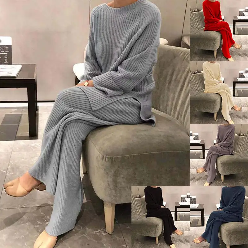 Maglione lungo in due pezzi lavorato a maglia color Sve da donna, set versatile per l'ingresso dell'armadio autunnale