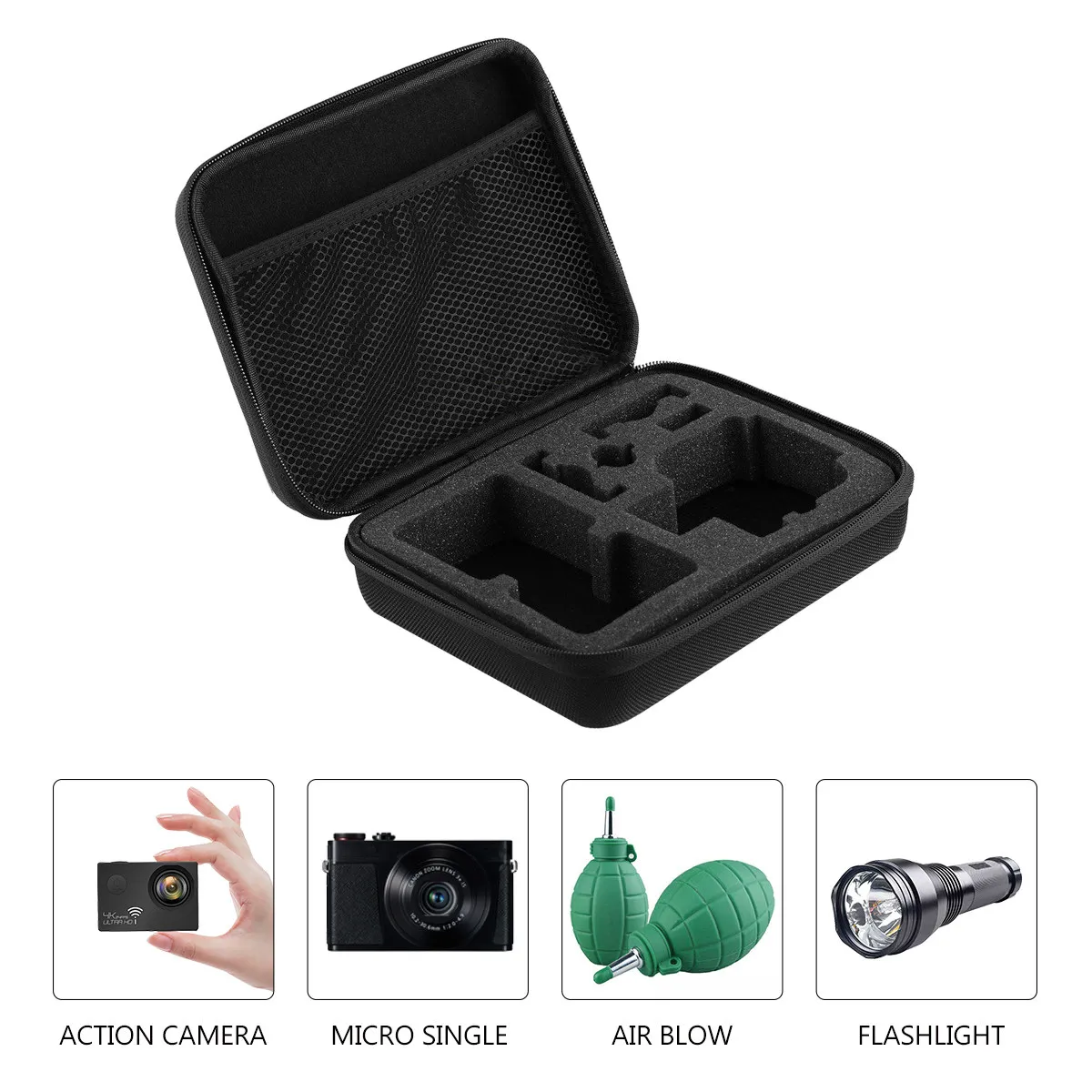 Eva Camera Storage Pouch Portable Sports Camera Case Waterproof Dustproof Zipper Design for 8 Max Travel