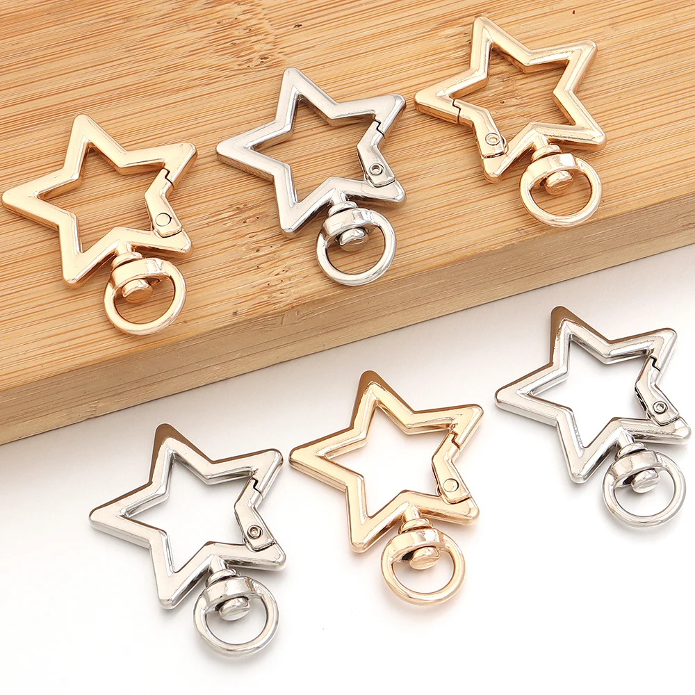 5pcs Zinc Alloy Heart Star Open Lobster Claw Clasps Swivel Lanyards Trigger Snap Hooks Strap for Key Ring Clasp DIY Making