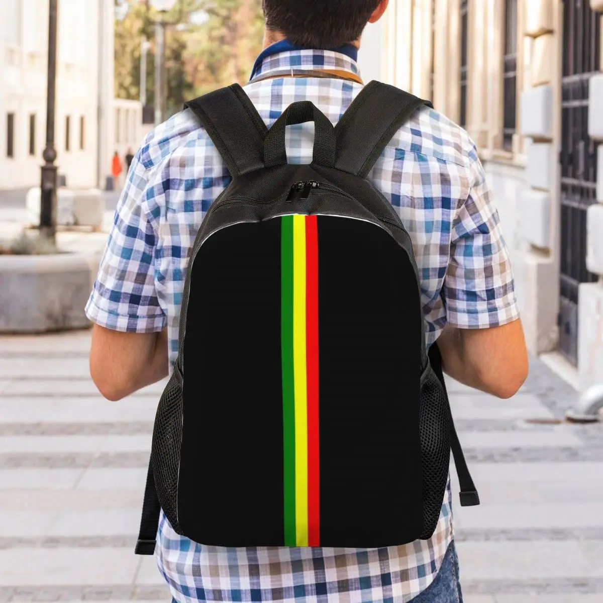 Custom Rasta Stripe Rasta Backpacks for Boys Girls Jamaican College School Travel Bags Men Women Bookbag Fits 15 Inch Laptop