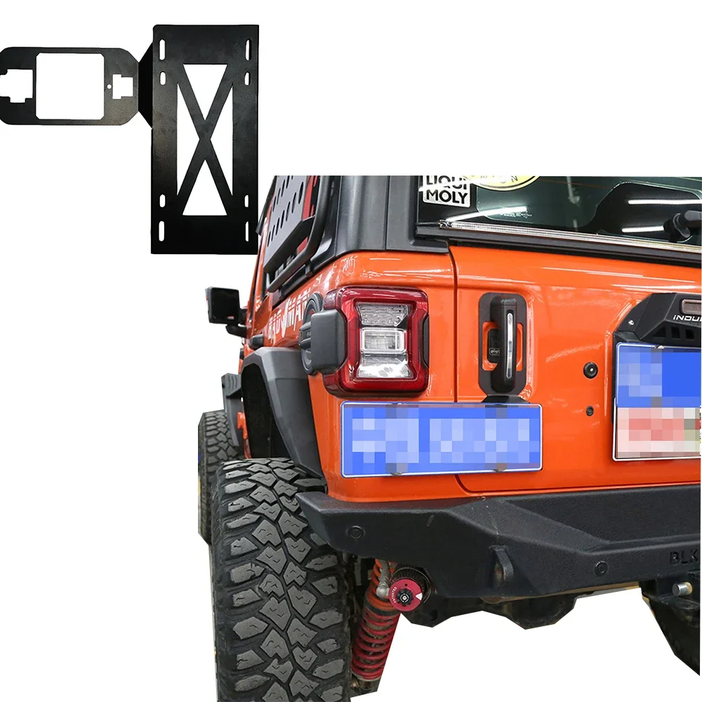 

SXMA JL1247 Rear License Plate US EU Version Number Plate Tag Holder Black Steel License Bar For Jeep Wrangler JL 18+