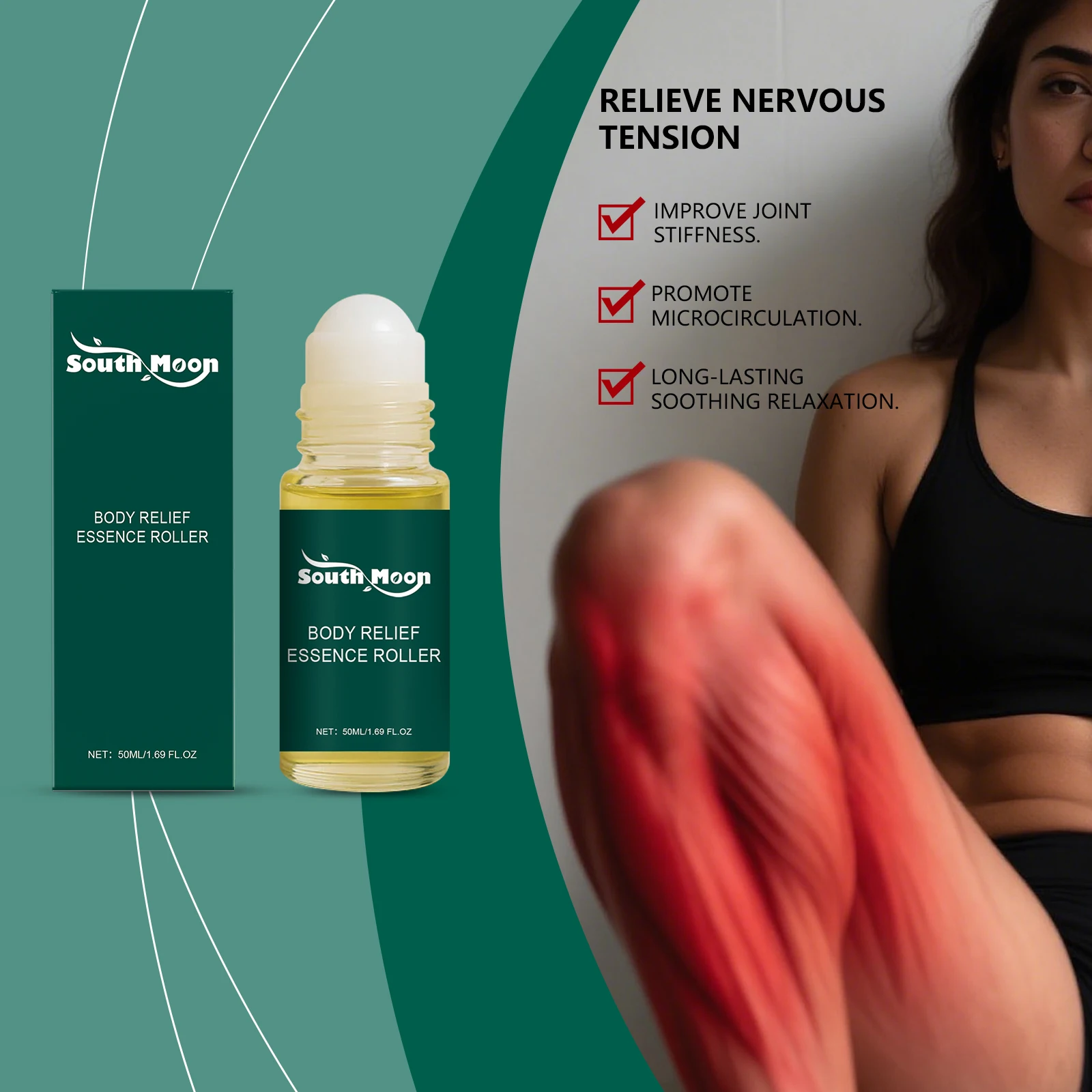 Body Care Roll-On Herbal Essence Cools Comforts to Help Relieve Muscle Tension Apply Massage Roll-On Essential Oil After Exercis