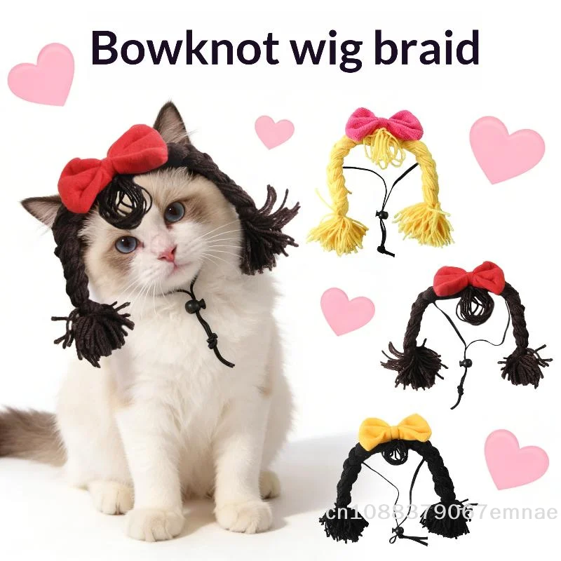 [ZY]Pet Wig Braid Cute Creative Funny Pet Head Cover Funny D