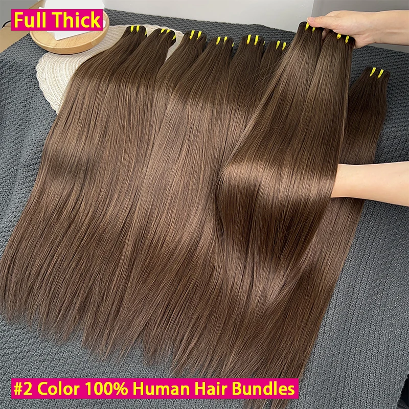 

#2 Colored Dark Brown Straight Human Hair Extensions 100% Unprocessed Raw Virgin Hair Bundles Weave For Women Vietnamese Hair